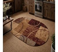 Taidianolp Oval Rugs, 2.3 x 4 ft,Abstract Geometric Light Red, Brown, Beige, Gray, Black, 70 x 120 cm,Washable Rug Living Room Home Office Coffee Table Floor Decor,