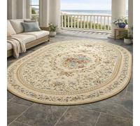 Taidianolp Oval Rugs, 2.3 x 4 ft,Contemporary Design Floral Beige, red, blue, yellow, green,70 x 120 cm,Washable Rug Living Coffee Table Floor Decor,Pet & Child Friendly