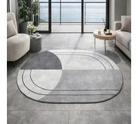 Taidianolp Oval Rugs, 2.6 x 4.6 ft,Modern Geometric Gray, White, Black,80 x 140 cm,Living Room Rug Carpet Floor Mat Bedroom Aesthetic Decorations