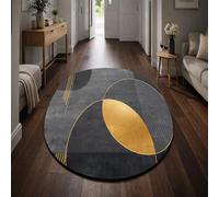 Taidianolp Oval Rugs, 2.6 x 5.2 ft,Modern, Geometric Gray, Yellow,80 x 160 cm,Decorative Rug for Bedroom Indoor Aesthetic Home Office Decor