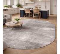 Taidianolp Oval Rugs, 3.3 x 5.5 ft, Modern Abstract Design Neutral Gray White Distressed Patterns,Gray,100 x 170 cm,Washable Rug for Living Room Bedroom Carpet Home Decorations,