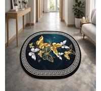 Taidianolp Oval Rugs, 3.3 x 6.5 ft,Geometric Traditional Modern Yellow, Blue, White, Black, 100 x 200 cm,Living Room Lounge Rug Bedroom Carpet Home Decorations,