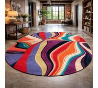 Taidianolp Oval Rugs, 3.3 x 6 ft,Abstract Modern Red Purple Blue Yellow Green Black White Orange Colorful, 100 x 180 cm,Low Pile Carpet Washable Rug Living Room Bedroom Room Decor