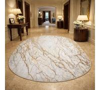 Taidianolp Oval Rugs, 3.3 x 6 ft,Modern White, Yellow, Gray, 100 x 180 cm,Low Pile Carpet Washable Rug Living Room Bedroom Room Decor