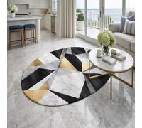 Taidianolp Oval Rugs, 3.6 x 6.5 ft,Modern Geometric Black, White, Gray, Yellow,110 x 200 cm,Living Room Rugs for Bedroom Soft Carpets Home Decorations,