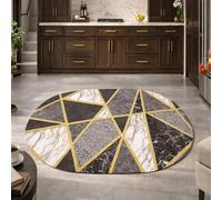 Taidianolp Oval Rugs, 3 x 4.6 ft,Modern Geometric Yellow, White, Gray, Black,90 x 140 cm,Washable Rug Under Desk Rug Low Pile Carpet Hardwood Floor Mat