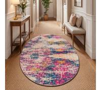 Taidianolp Oval Rugs, 4.2 x 6.5 ft,Colourful Modern Abstract Design Pink Yellow Blue Gray White Orange, 130 x 200 cm,Living Room Decorative Rug Bedroom Beside Carpet Aesthetic