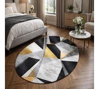 Taidianolp Oval Rugs, 4 x 5.2 ft,Modern, Geometric, Abstract Black, White, Gray, Yellow,120 x 160 cm,Washable Rug Living Room Bedroom Carpet Dining Room Home Decor