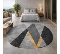 Taidianolp Oval Rugs, 5.2 x 7.5 ft,Modern Geometric Gray Black Yellow,160 x 230 cm,Print Rug Indoor Large Carpet Home Office Living Room Bedroom