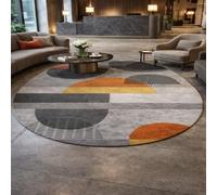 Taidianolp Oval Rugs, 5.9 x 6.5 ft,Modern Geometric Abstract Gray, Orange, Yellow, Black, 180 x 200 cm,Washable Rug for Living Bedroom Dining Room Home Office Decor