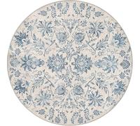 Taidianolp Personalized Rugs Customized,Vintage Cream Oriental White Blue Floral Designs,Multicolour,Round 180 cm,Living Room Lounge Rug Bedroom Carpet Home Decorations,