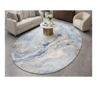 Taidianolp Personalized Rugs Oval Shape Customized, 2.6 x 3.3 ft,Modern Abstract Blue White yellow,Blue,80 x 100 cm,Modern Bedroom Contemporary Living Room Rug Throw Mat,