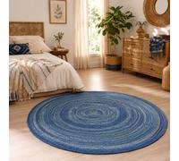Taidianolp Round Rugs Circle Carpets,Geometric Modern Blue, Gray, 70 cm (2.3 ft),Decorative Mat for Corner Bookshelf Living Room Bedroom Home Office