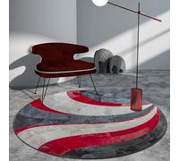 Taidianolp Round Rugs Living Room Home Decor,Red,120 cm,Black Grey Red Geometric Modern Pattern,4ft x 4ft Adult Bedroom Teen Room Kids Room Decoration,