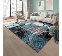 Taidianolp Square Rugs Living Room,Blue,200 x 200 cm,Very Large rug Home Office Decor Dining Room Bedroom Floor,Black Blue Gray Contemporary Abstract Geometric Circle Design