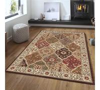 Taidianolp Square Rugs Living Room,red,100 x 100 cm,Multicoloured Brown Red Orange Yellow Green Floral Trellis Vintage Traditional,Small Kitchen Rugs Washable Mat Bedroom Aesthetic Deco,