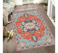 Taidianolp Very Large Rugs,Multicolour Orange Teal Vintage Floral Shabby Chic Pattern,Black, 200 x 280 cm,Living Room Lounge Dining Room Bedroom Aesthetic Decorations