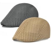 Taidor 2 Pack Teenagers' Mesh Cap Breathable Summer Newsboy Hat Adjustable Beret Ivy Cap Irish Riding Hiking Hats Dark Gray/Dark Khaki