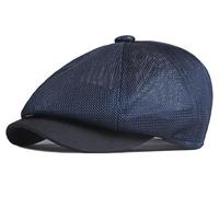 Taidor Hollow Mesh Octagonal Hat Men's Summer Newsboy Cap Breathable Adjustable Beret Ivy Cap Irish Cabbie Driving Fishing Hats Navy