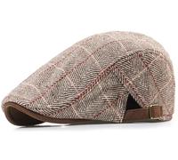 Taidor Men's Cotton Newsboy Hats Flat Ivy Gatsby Cap Irish Cabbie Ivy Driving Hunting Hat Checkered Coffee