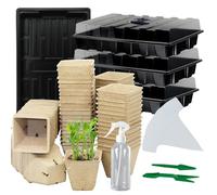 Taietc Seed Starter Kit with 100 Pots for Seedlings Seed Starter Tray, Including 100 Square Biodegradable Seed Starter Pods, 5 Plastic Growing Trays & 3 Plant Tools