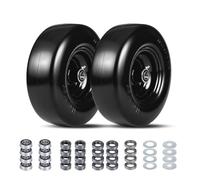 Taifa 11x4.00-5 Lawn Mower Tires Flat Free and Wheels, Solid Zero Turn Front Tires with 3/4", 5/8"Bearings, 3.4"-5.8" Hub Spacers for Riding Mower, Lawn Tractor, Smooth Tread, 2 Pack, Black