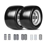 Taifa 11x6.00-5 Flat Free Tire and Wheel, Solid Zero Turn Lawn Mower Front Tires with 3/4", 5/8" Bearings, 6.0"-8.0" Hub Spacers for Riding Mower, Lawn Tractor, Smooth Tread, 2 Pack, Gray