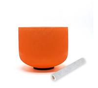 TAIFENG D Note Sacral Chakra Orange Colored Quartz Frosted Crystal Singing Bowl 8 inch