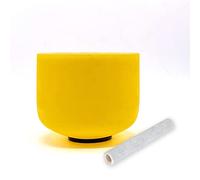 TAIFENG E Note Solar Plexus Chakra Yellow Colored Quartz Frosted Crystal Singing Bowl 8 inch