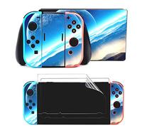Taifond Decals Stickers Set Faceplate Skin +2Pcs Screen Protector for Nintendo Switch Console & Joy-Con Controller & Dock Protection Kit (Sunset)