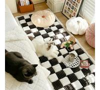 Taifuan FunnyFuzzy Cream-Coloured Large Plaid Square Pet Mat Bed Couch Cover, Funny Fuzzy Dog Bed, Funny Fuzzy Couch Cover, Dog Blankets For Large Dogs, Waterproof Blanket Dog Bed Cover Pet Blanket