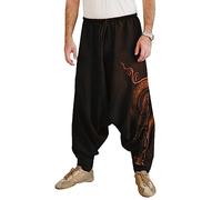 Taigood Men Harem Pants Comfortable Elastic Waist Pants Fashion Solid Color Casual Yoga Hippies Pants Black Size XL
