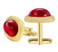 TAIGRAMA Gold Cufflinks for Men, Cat Eye Gemstone Cuff Links Mens Opal Brass Cufflink Wedding Business Gift for Groom Father Husband Boyfriend, Metal, no gemstone
