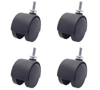 TAIGUHUI Castor Wheels 6mm Threaded Stem 40mm Dual Wheel Rotatable Caster Black Casters Wheels