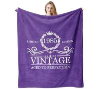 Taigzier 40th Birthday Gifts for Women Men, 40th Birthday Throws Blanket 60"x50", Happy 40 Year Old Birthday Gifts, 1985 Birthday Gift for Turning 40 Year Old Woman Decorations Blanket Purple