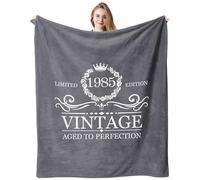 Taigzier 40th Birthday Gifts for Women Men, 40th Birthday Throws Blanket 60"x50", Happy 40 Year Old Birthday Gifts, 1985 Birthday Gift for Turning 40 Year Old Woman Decorations Gray