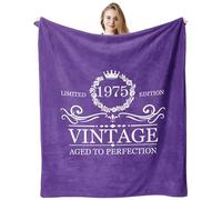 Taigzier 50th Birthday Gifts for Her Him, 50th Birthday Blanket for Women Men, Happy 50 Year Old 1975 Birthday Gift Throw Blanket Purple 50"X60", Gift for Turning 50 Birthday Woman Decorations