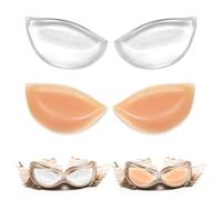 TAIHOBO 2 Pairs of Chicken Fillet Bra Inserts, Skin-Coloured Enhancers Breast Pads, Reusable Transparent Bra Pads Inserts, Invisible Silicone Bra Inserts Push Up V-Shaped Pads, for Bikini Swimsuit