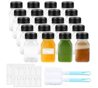 TAIHOBO 20PCS Juice Bottles, 4oz/120ml Ginger Shot Bottles with Lids, Clear PET Empty Smoothie Bottle with Stickers ＆ Brushs, Small Plastic Bottles with Lids for Storing Juices Milk Other Beverages