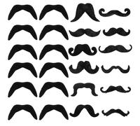 TAIHOBO 24PCS Craft Fake Moustache, Realistic Fake Beard Stick on Moustache, Self Adhesive Fake Mustache, Short Fur Moustaches Stick on with Various Shapes for Holiday Parties Birthday Celebrations