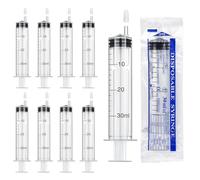 TAIHOBO 30ml Syringe, 10PCS Individually Packaged Syringes 30ml, Plastic Syringe with Sealing Caps, Reusable Liquid Syringes for Scientific Labs, Refilling Liquids and Feeding Pets
