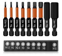 TAIHOBO 9PCS Allen Key Screwdriver Set Bit, Impact Driver Hex Bit Set, 50mm Long Magnetic Allen Key Drill Bit Set with 1/4 Inch Hexagon Shank, S2 Steel Wrench Hex Drill Bit Set H1.5-10mm