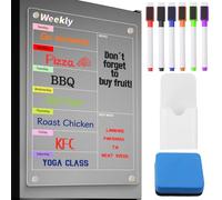 TAIHOBO Acrylic Weekly Planner Whiteboard, Magnetic Whiteboard for Fridge, Transparent Meal Planner Board, Magnetic Weekly Planner for Fridge 11.81''x7.87'', for to Do List and Memo and Menu Planning