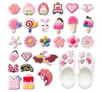 TAIHOBO Cute Shoe Pins for Croc Charms for Kids Adults Party Favors, 26PCS Cartoon Pink Shoe Decoration for Crocs Charms, PVC Shoe Charms for Crocs Jibbitz, DIY Accessories for Croc Jibbitz