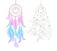 TAIHOBO Dream Catcher for Girls Boys, 2PCS Handmade Dreamcatcher, Wall Hanging Dream Catcher Kit with Feathers, Boys Girls Bedroom Accessories, for Bedroom Living Room Home Decor, Gift for Christmas