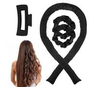 TAIHOBO Heatless Curlers Headband, 4PCS Heatless Curls Set Softer and More Comfortable, Overnight Curls with Clips and Elastics Non-damaging, Satin Hair Curlers No Heat for Sleep (black)