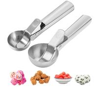 TAIHOBO Ice Cream Scoop with Trigger, Stainless Steel Cookie Scoop, 2PCS Ice Cream Scoops with Easy Trigger, 2 Sizes of Icecream Scoop with Release, for Ice Cream Ball, Meatballs, Mashed Potato Balls