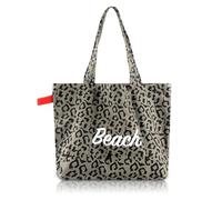 TAIHOBO Large Beach Bag, Summer Beach Bags for Women 33×52cm, Leopard Print Tote Bag with Inner Pocket, Canvas Shoulder Bag for Holiday Essentials, for Beach Travel Vacation and Shopping