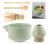 TAIHOBO Matcha Whisk Set, 5PCS Reusable Matcha Kit Includes Matcha Whisk and Bowl 550ml Ceramics with Spout, Whisk Holder and 2 Bamboo Spoon, Matcha Tea Set for Home, Office and Tea Room