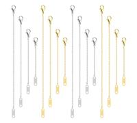 TAIHOBO Necklace Extender Gold Silver, 16PCS Stainless Steel Necklace Extender Silver Gold, 2"/3"/4"/5" Removable Gold Necklace Extender, Lobster Clasps Chain Extender for Necklace for Bracelet Making